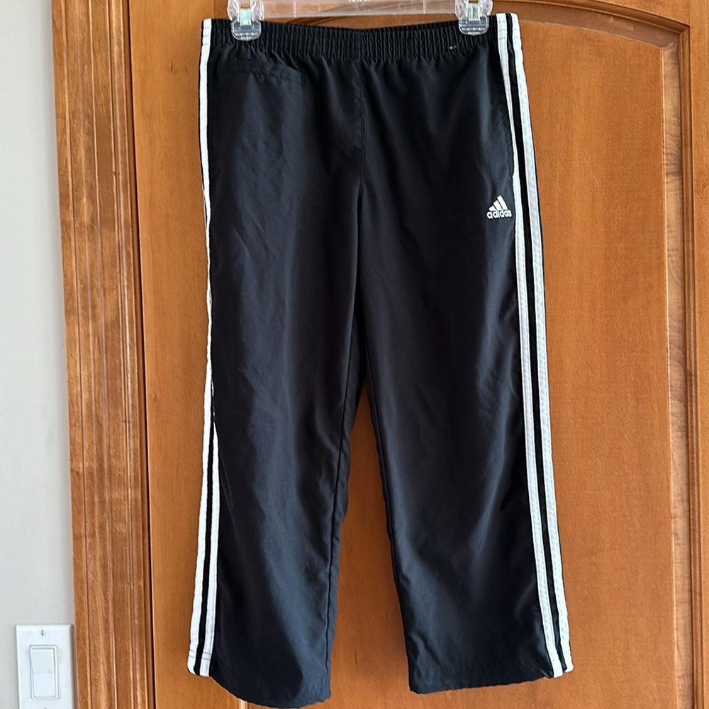 Adidas Boys Black with White Stripes size 10 Performance Track Pants